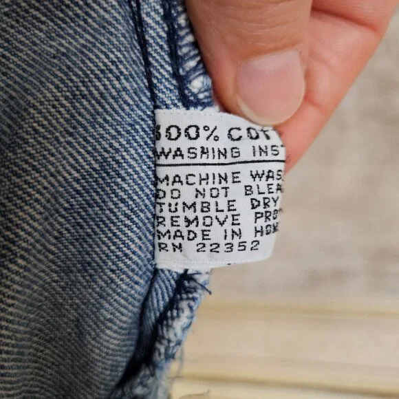 Vintage 1980s Denim Blue Bomber Jacket Distressed Yoke vtg 80s Puff Sleeve M L - Picture 13 of 14